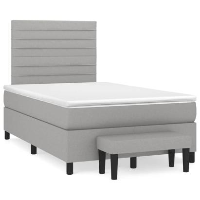 Pat box spring cu saltea, gri deschis, 120x190 cm, textil GartenMobel Dekor