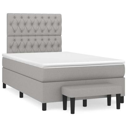 Pat box spring cu saltea, gri deschis, 120x190 cm, textil GartenMobel Dekor
