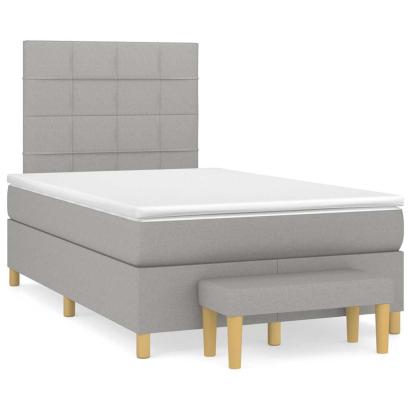 Pat box spring cu saltea, gri deschis, 120x190 cm, textil GartenMobel Dekor