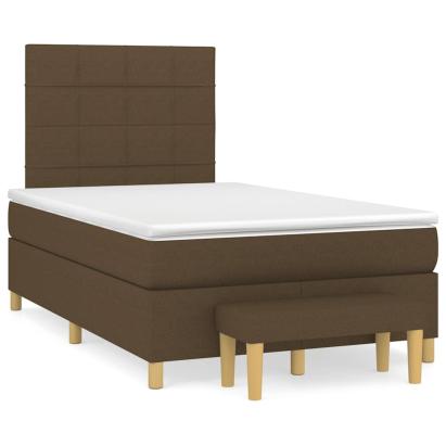 Pat box spring cu saltea, maro închis, 120x190 cm, textil GartenMobel Dekor
