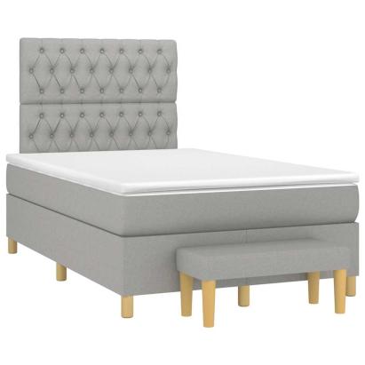 Pat box spring cu saltea, gri deschis, 120x190 cm, textil GartenMobel Dekor