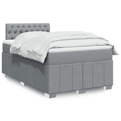 Pat box spring cu saltea, gri deschis, 120x190 cm, textil GartenMobel Dekor