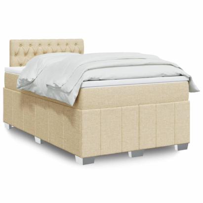 Pat continental cu saltea, crem, 120x190 cm, textil GartenMobel Dekor