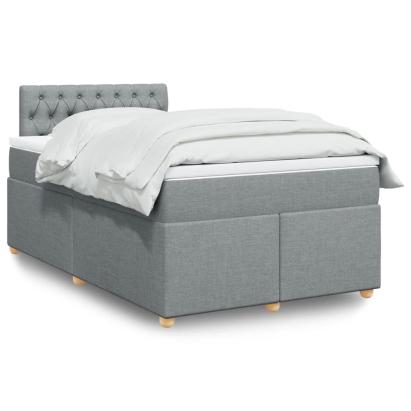 Pat box spring cu saltea, gri deschis, 120x190 cm, textil GartenMobel Dekor