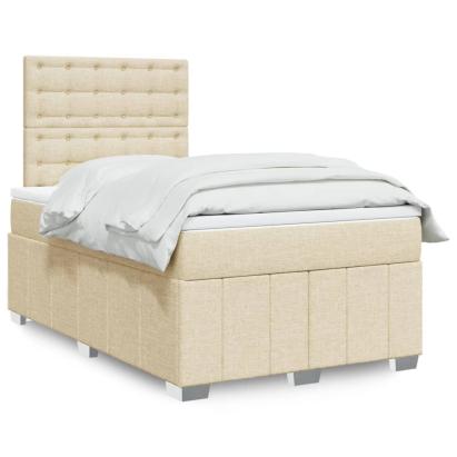 Pat continental cu saltea, crem, 120x190 cm, textil GartenMobel Dekor