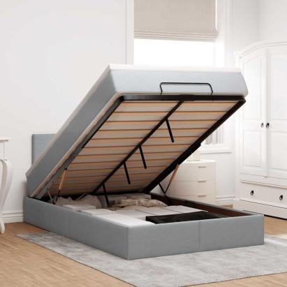 Pat otoman cu saltea țesătură gri deschis 120x190 cm GartenMobel Dekor