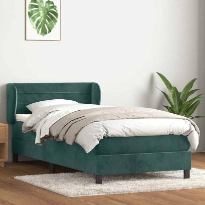 Pat box spring cu saltea, verde închis, 80x220 cm, catifea GartenMobel Dekor