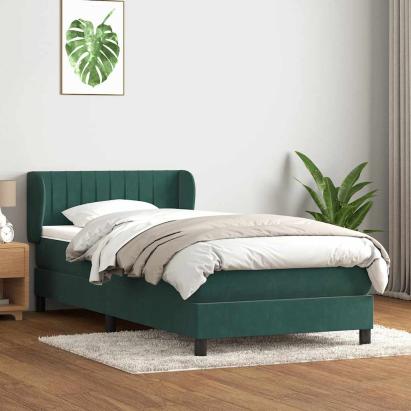 Pat box spring cu saltea, verde închis, 80x220 cm, catifea GartenMobel Dekor