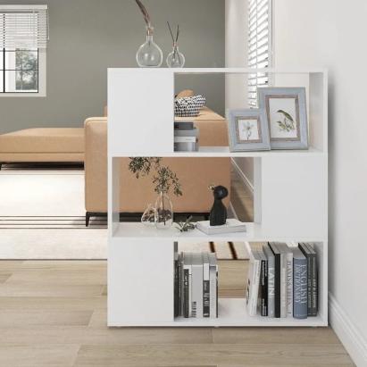 Bibliotecă/Separator cameră, alb, 80x24x94 cm, PAL   GartenMobel Dekor