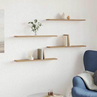 Rafturi de perete, 4 buc., stejar artizanal, 60x20x1,5 cm, lemn GartenMobel Dekor