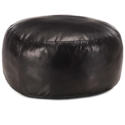 Fotoliu puf, negru, 60 x 30 cm, piele naturală de capră GartenMobel Dekor