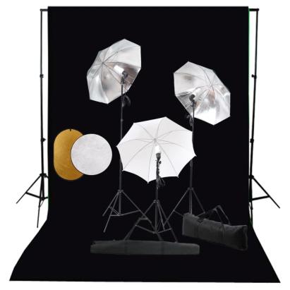 Set studio foto cu lămpi, umbrele, fundal și reflector GartenMobel Dekor