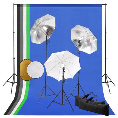 Set studio foto cu lămpi, umbrele, fundal și reflector GartenMobel Dekor