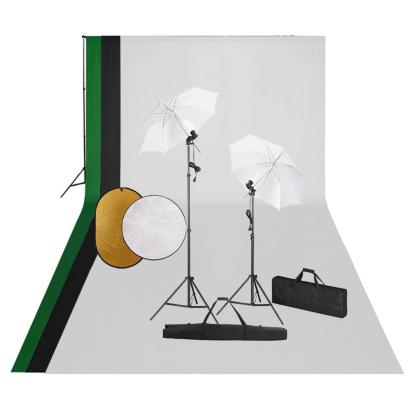 Set studio foto cu lămpi, fundal și reflector GartenMobel Dekor