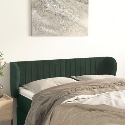Tăblie de pat cu aripioare verde închis 147x23x78/88 cm catifea  GartenMobel Dekor