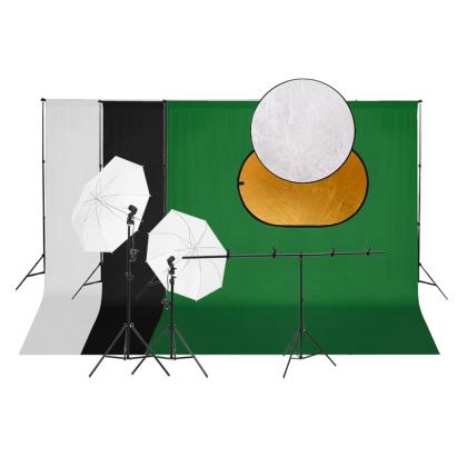 Kit studio foto cu set de lumini, fundal și reflector GartenMobel Dekor