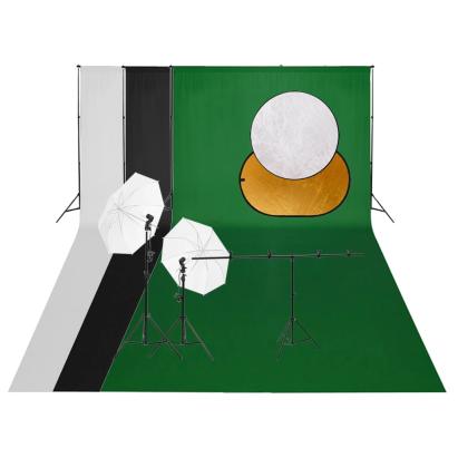 Kit studio foto cu set de lumini, fundal și reflector GartenMobel Dekor