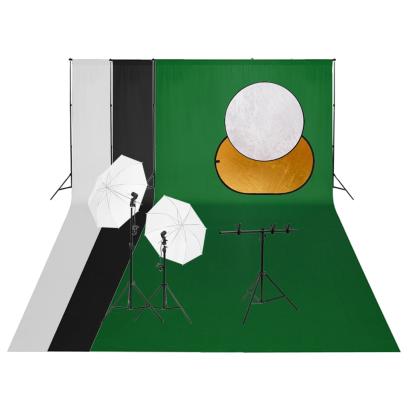 Kit studio foto cu set de lumini, fundal și reflector GartenMobel Dekor