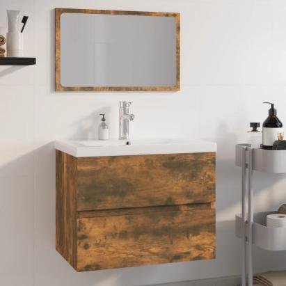 Set de mobilier de baie, stejar fumuriu, lemn prelucrat GartenMobel Dekor