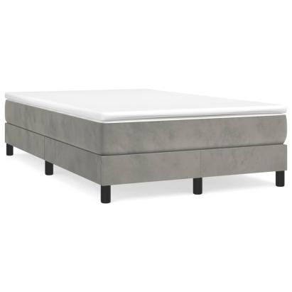 Pat box spring cu saltea, gri deschis, 120x190 cm, catifea GartenMobel Dekor