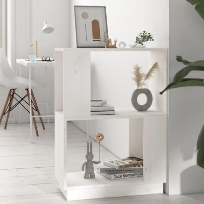 Bibliotecă/Separator cameră, alb, 51x25x70 cm lemn masiv pin GartenMobel Dekor