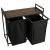 Cos mare de rufe cu doua compartimente, cu raft si blat din lemn, model LOFT, culoare neagra FAVLine Selection