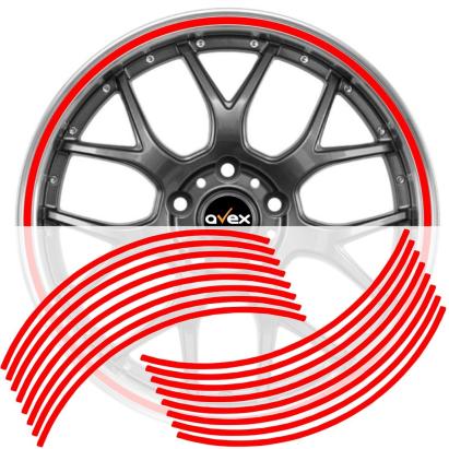 Set 16 inele din autocolant pentru jante culoare Rosu Lucios FAVLine Selection