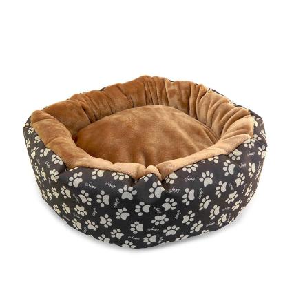 Culcus moale cu perna, pentru caine/pisica, culoare crem-maron, impermeabil, baza antiderapanta, 50 cm FAVLine Selection