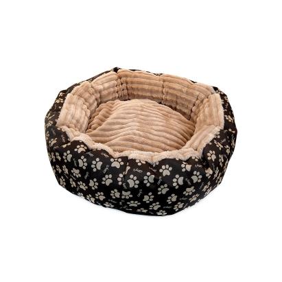 Culcus moale cu perna, pentru caine/pisica, culoare maro-raiat, impermeabil, baza antiderapanta, 50 cm FAVLine Selection