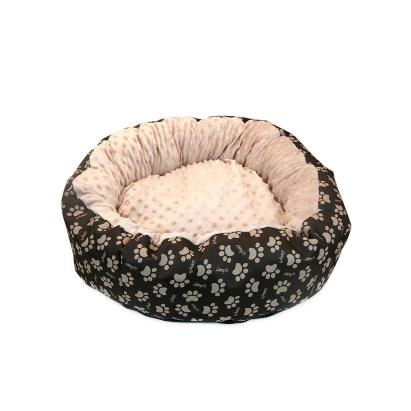 Culcus moale cu perna, pentru caine/pisica, Model Minky, culoare crem-maro, impermeabil, baza antiderapanta, 50 cm FAVLine Selection