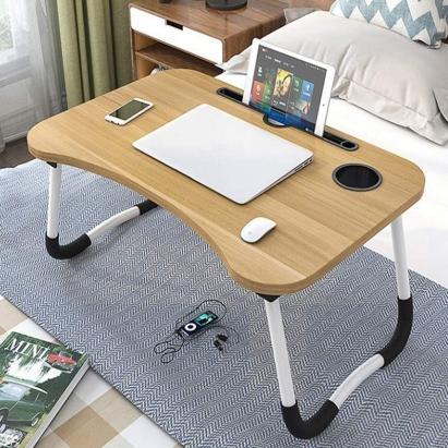 Masa pentru Laptop plianta din MDF, dimensiune 60 x 39,5 cm, cu suport pahar si telefon FAVLine Selection