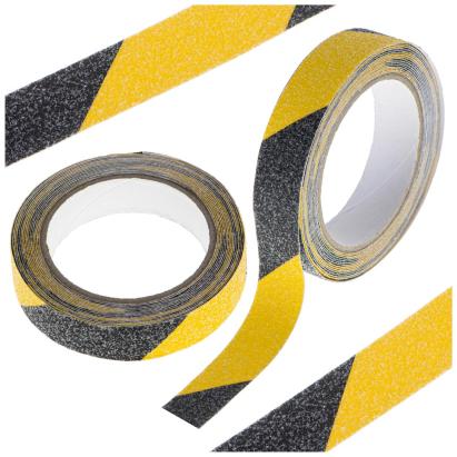 Banda de protectie Anti-Alunecare, autoadeziva, culoare Negru-Galben, dimensiune 5m x 2,5cm FAVLine Selection