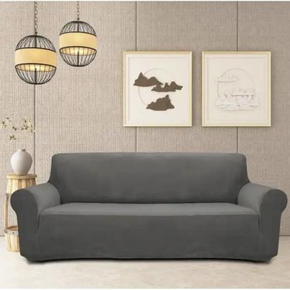 Husa universala pentru canapea standard cu 3 locuri, imitatie catifea, culoare GRI FAVLine Selection