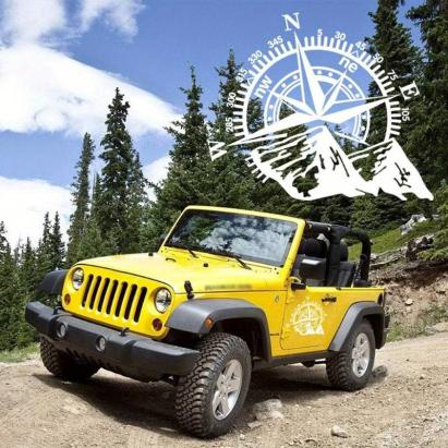 Sticker autoadeziv pentru vehicule Off Road, model "Kompass", dimensiune 44 x 55 cm, culoare Alba FAVLine Selection