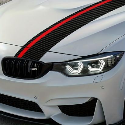 Sticker autoadeziv Tuning, model "Rally Stripe Carbon 3D", dimensiune 140 x 17 cm, culoare Negru/Rosu FAVLine Selection
