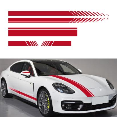 Set 5 stickere autoadezive Tuning, model "Racing Stripes V1", dimensiune 190 cm, culoare Rosie FAVLine Selection