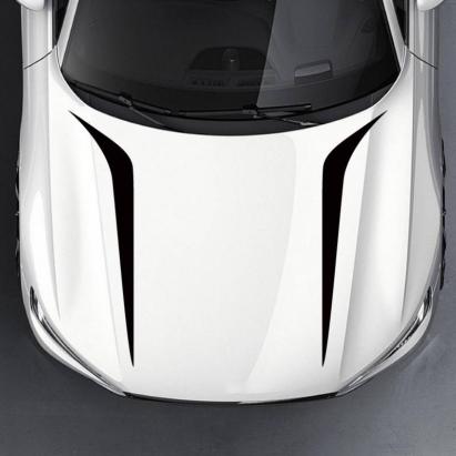 Set 2 stickere autoadezive Tuning, model "Hood Stripes V2", dimensiune 100 x 26 cm, culoare Neagra FAVLine Selection