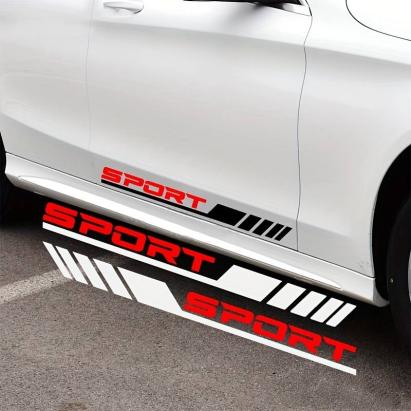 Set 2 stickere autoadezive Tuning in doua culori, model "Racing Stripes V3", dimensiune 58 cm, culoare Negru + Rosu FAVLine Selection