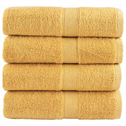 Prosoape mâini premium SOLUND 4 buc auriu 30x30cm 600gsm GartenMobel Dekor