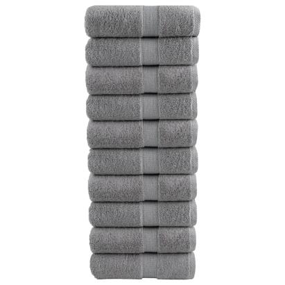 Prosoape mâini premium SOLUND 10 buc gri 30x30cm 600gsm GartenMobel Dekor