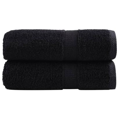 Prosoape mâini premium SOLUND 2 buc negru 30x30 cm 600 gsm GartenMobel Dekor