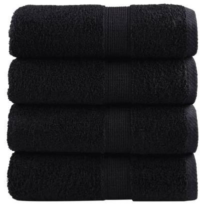 Prosoape mâini premium SOLUND 4 buc negru 30x30 cm 600 gsm GartenMobel Dekor