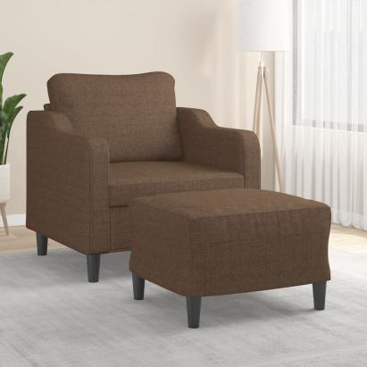 Fotoliu canapea cu taburet, maro, 60 cm, material textil GartenMobel Dekor