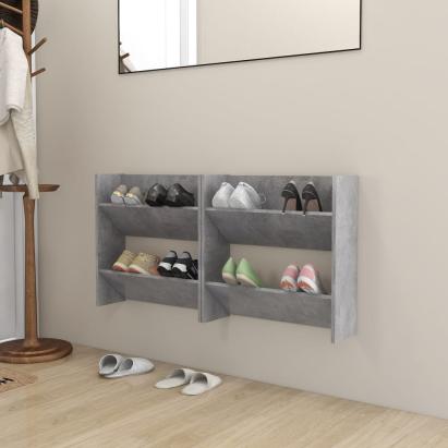 Pantofare de perete, 2 buc., gri beton, 60x18x60 cm, PAL GartenMobel Dekor