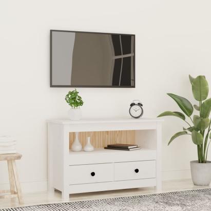 Comodă TV, alb, 79x35x52 cm, lemn masiv de pin GartenMobel Dekor