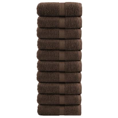 Prosoape mâini premium SOLUND 10 buc maro 30x30cm 600gsm GartenMobel Dekor