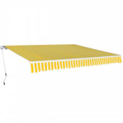 Copertină pliabilă acționată manual, galben/alb, 600 cm GartenMobel Dekor
