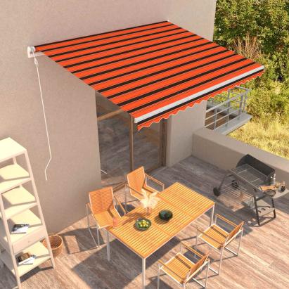 Copertină retractabilă automat, portocaliu & maro, 400 x 300 cm GartenMobel Dekor