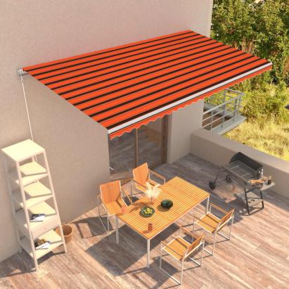Copertină retractabilă manual, portocaliu și maro, 600 x 300 cm GartenMobel Dekor