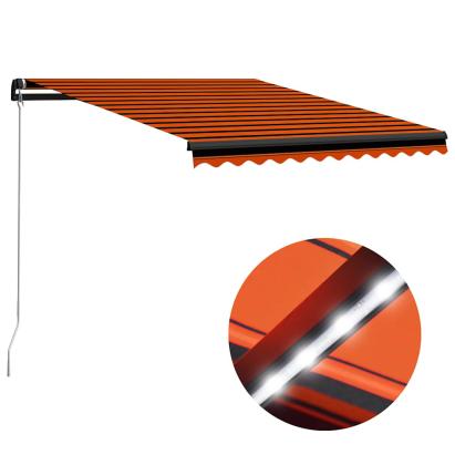 Copertină retractabilă manual LED portocaliu și maro 300x250 cm GartenMobel Dekor
